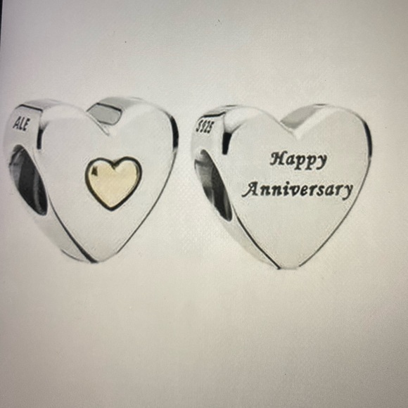 New Pandora Happy Anniversary Charm , Two tone . - Picture 5 of 9